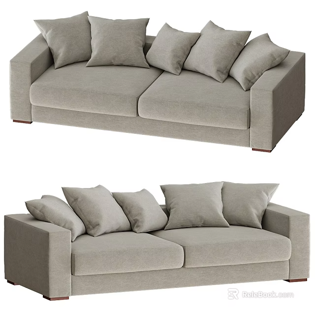 Light Gray Two Seater Sofa With Multiple Cushions Modern Minimalist Design 3d model
