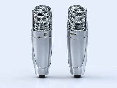 Dual Silver Professional Studio Quality Microphones Entertainment Electronics for Recording and Streaming 3d model