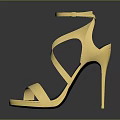Elegant Golden Strappy High Heels With Stiletto Heel On Black Background