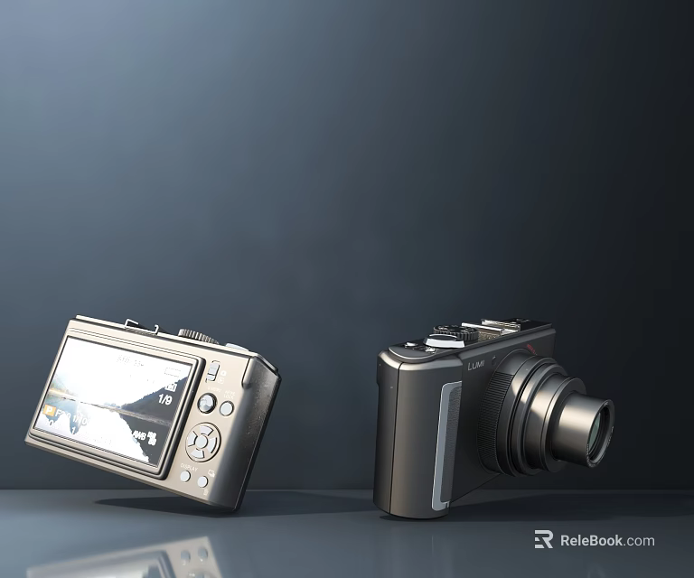Dual Digital Cameras with Large LCD Screen and Detachable Lens Design 3d model 