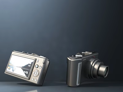 Dual Digital Cameras with Large LCD Screen and Detachable Lens Design 3d model