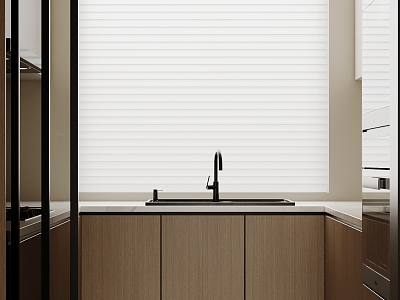 Jifeng kitchen sliding door wash basin curtain 3d model