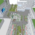 Modern Office Building Complex With Green Roofs Glass Curtain Walls And Landscaped Pathways