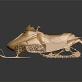 Golden Snowmobile With Streamlined Metallic Design And Reflective Surface Details