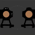 Black Tactical Optic Sights With White And Orange Lens Covers On Mounts