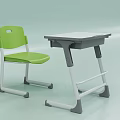 Kids Green Chair And Gray Table Set With Simple Design For Study Use 3d model