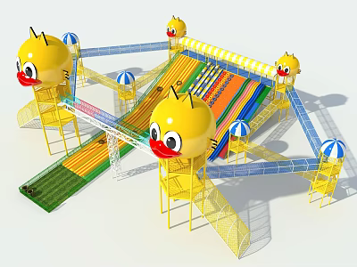 Jungle Crossing Jungle Magic Net Rainbow Slide Net Red Slide Sky Trail 3d model