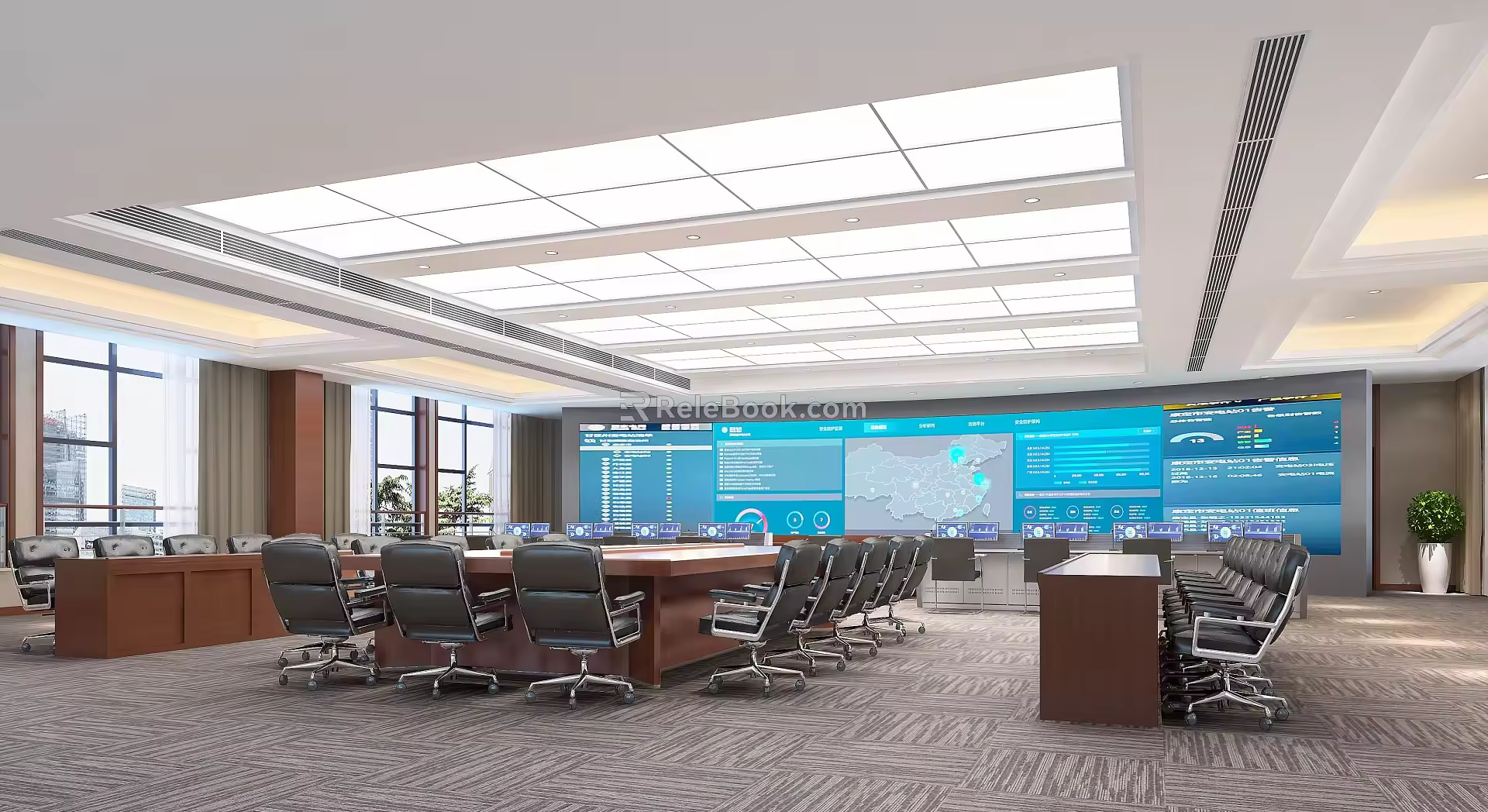 State Grid Control Center Modern Monitoring Room 3d model