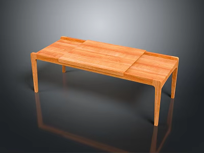 Simple Wooden Dining Table With Rectangular Shape Joined Design And Natural Material 3d model