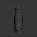 Ancient Stone Conical Weapon With Textured Surface And Primitive Design 3d model