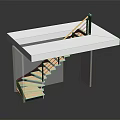Modern Staircase Design With White Platform Black Handrail And Wooden Steps