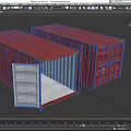 Red Industrial Containers With Two Units One Open Door And Interior Structure 3d model