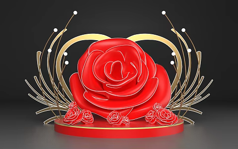 Valentine's Day Beauty Chen Rose 520 Photo Card Art Decoration 3d model