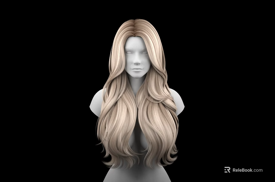 Game Movie Character With Long Wavy Blonde Hair In 3D Render On Black Background 3d model 