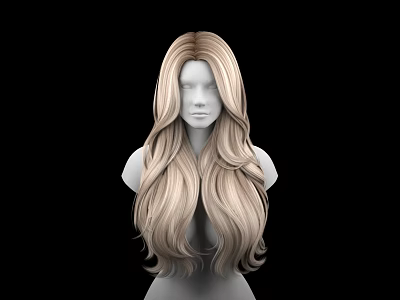 Game Movie Character With Long Wavy Blonde Hair In 3D Render On Black Background 3d model
