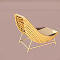 Woven Rope Leisure Chair With Beige Cushion And Modern Metal Frame Design