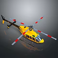 Yellow Helicopter With Red White Stripes For Space Mission On Black Background