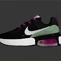 Nike Black Sports Shoes With Pink Laces White Sole Green Accents And Modern Design