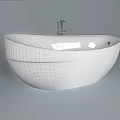 Sleek White Oval Freestanding Bathtub With Modern Design And Silver Faucet