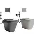 Modern Wall Hung Dark Gray And Light Gray Toilets With Control Panels 3d model