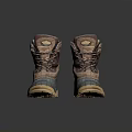 Brown And Blue Waterproof Lace Up Winter Boots With Yellow Non Slip Sole