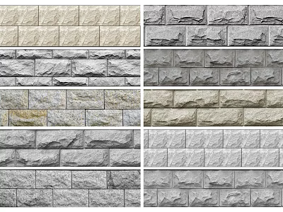 Textured Stone Feature Wall Designs With Various Patterns And Color Tones 3d model