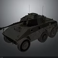 Vintage Military Armored Vehicle With Six Wheels Antennas Cannon And Military Number 519
