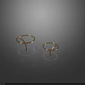 Shiny Golden Circular Garden Ornaments With Curved Stands And Decorative Bead Accents