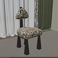 Modern Design Dining Chair With Geometric Pattern Backrest And Seat Cushion Black Legs