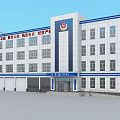 Modern Law Enforcement Office Building Serving Public with White Blue Facade and Multiple Floors