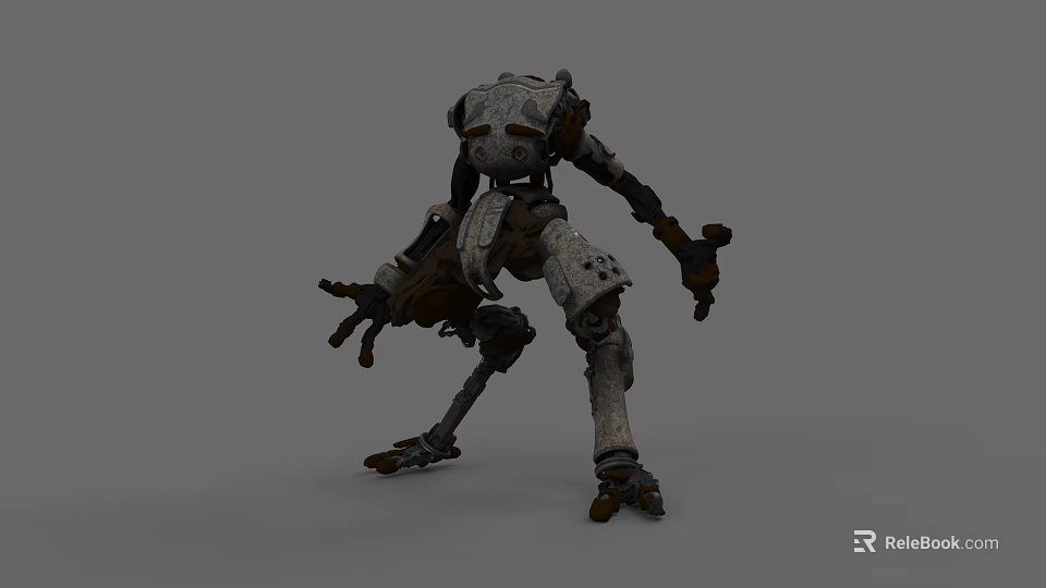 Detailed Mechanical Robot Game Character With Industrial Design And Armored Joints 3d model 