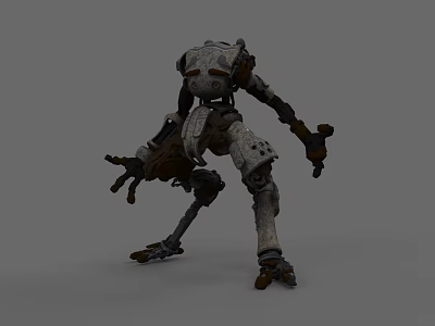 Detailed Mechanical Robot Game Character With Industrial Design And Armored Joints 3d model
