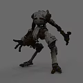 Detailed Mechanical Robot Game Character With Industrial Design And Armored Joints