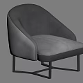 Modern Grey Velvet Single Sofa With Curved Armrests And Metal Legs Design