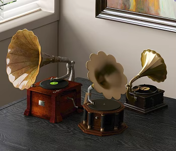 retro phonograph record player 3d model