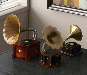 retro phonograph record player 3d model