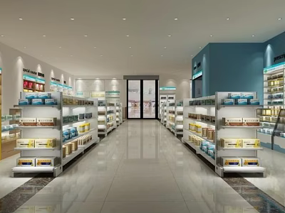 Modern Retail Store Interior With Organized Shelves And Diverse Products 3d model