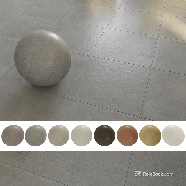 Decorative Sphere on Gray Tiled Floor with Various Color Options 3d model 