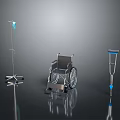 Metal Medical Assistive Devices Including IV Stand Wheelchair And Crutches
