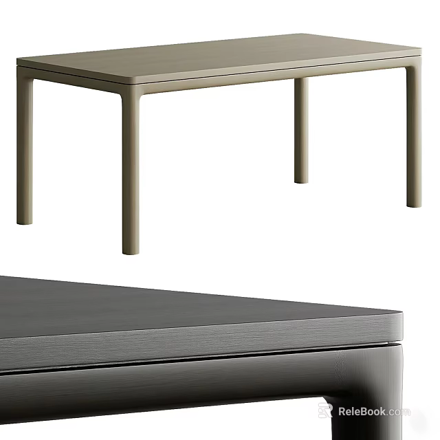 Modern Minimalist Dining Table With Smooth Surface And Slender Metal Legs 3d model