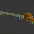 Orange Modern Flatbed Truck With Wooden Flatbed And Multiple Wheels