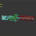 Futuristic Blue And White High Tech Weapon Featuring Intricate Design And Reflective Surface