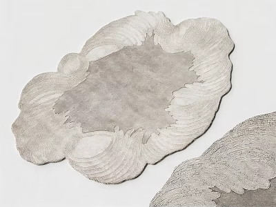 Unique Shaped Rug With Wavy Edge Light Gray Textured Surface Design 3d model