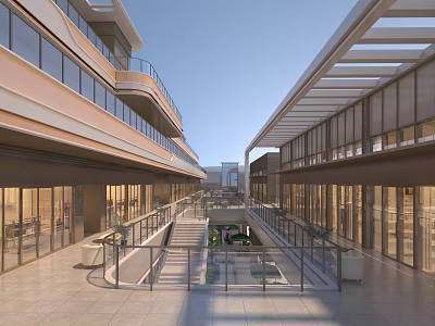 Modern Shopping Mall Lobby Interior Design With Glass Facade Open Corridor And Natural Light 3d model