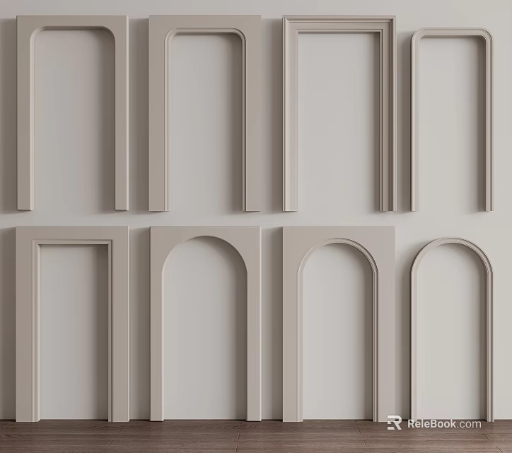 Stylish Door Arch Wall Decor With Various Shapes And Minimalist Design 3d model 