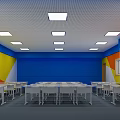 Xueersi Double Teacher School Classroom With Orange Interior Tables Chairs And Screen