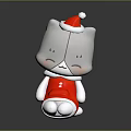 Gray Cat Plush Toy With Santa Hat And Red Christmas Outfit