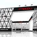Modern Open Exhibition Booth With Black White Triangles Red Maozu SEADA Brand Logo
