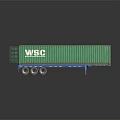 WSIC Green Container Trailer With Open Rear Door And Interior View 3d model