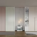 Modern Wardrobe Interior Design With Sliding Pastel Colored Doors And Practical Storage Solutions 3d model